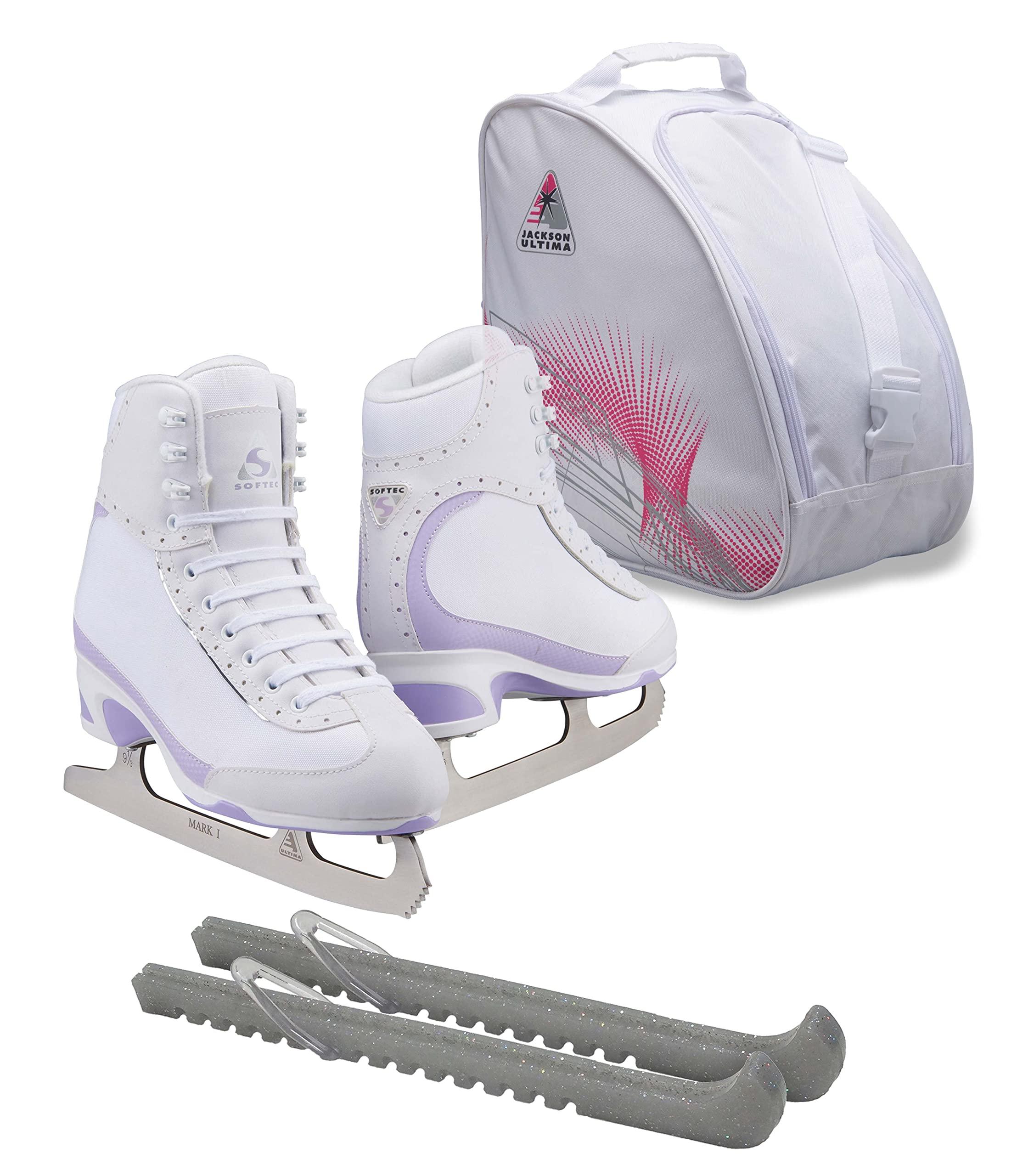 Jackson Softec Vista Ice Skate Bundle — Skate guards + skate bag 3 Jackson Ultima Softec Vista ST3200 Figure Ice Skates for Women/Color: White + Bag and Skate Guards, Size: Adult 4 Bundle with Guardog Skate Guards, Jackson Skate Bag JL350