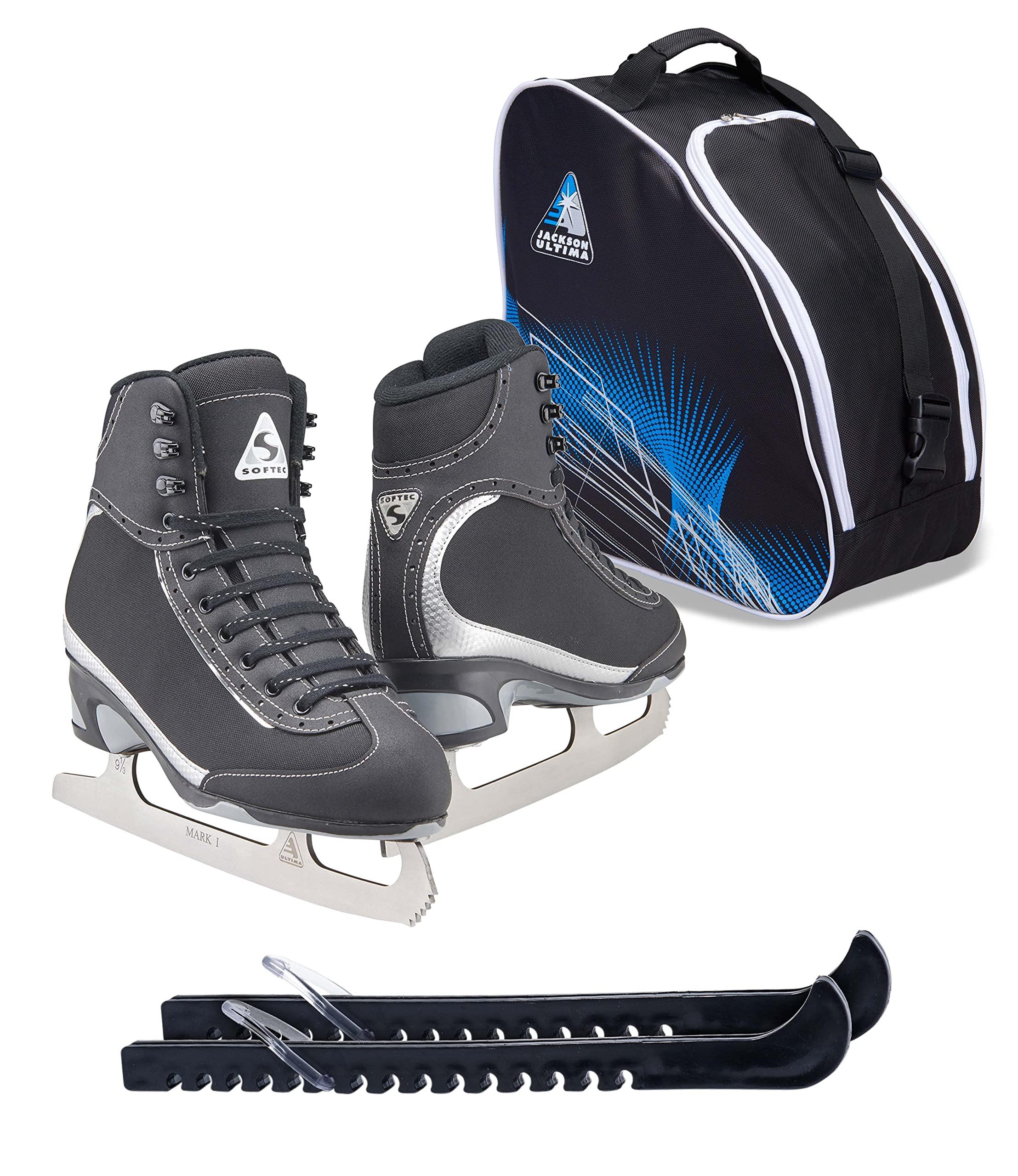 Jackson Softec Vista Ice Skate Bundle — Skate guards + skate bag Jackson Ultima Softec Vista ST3200 Figure Ice Skates for Women/Color: Black + Bag and Skate Guards, Size: Adult 4 Bundle with Guardog Skate Guards, Jackson Skate Bag JL350