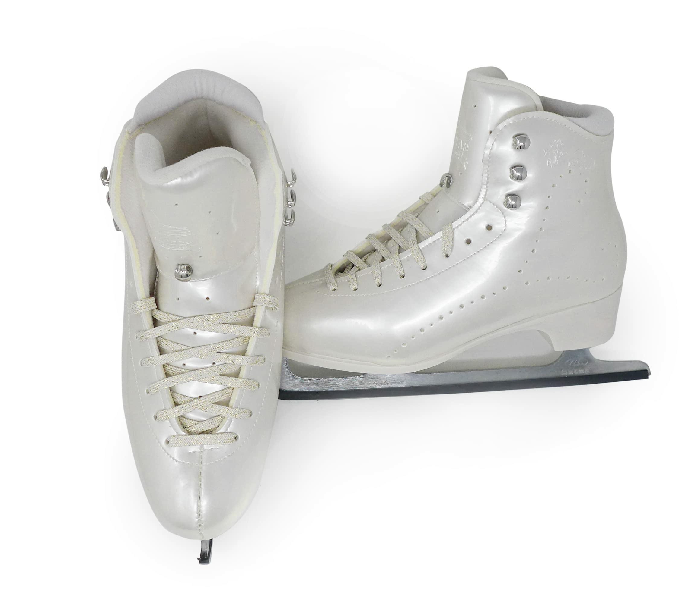 Belati Iris Perla Women’s Figure Ice Skates Made in Italy 257 Belati Iris Perla interior padding and pearl tongue with Sabrina blade below