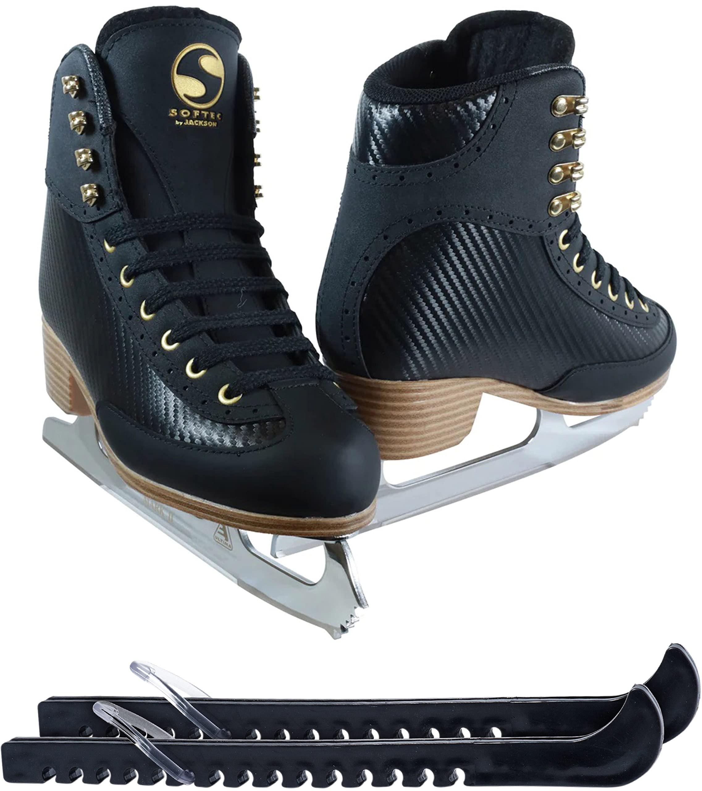 Jackson Softec Nova Women’s Ice Skate Bundle — Skate guards Jackson Ultima Ice Skates Softec Black Nova ST7100 Womens 4 Bundle with Skate Guards