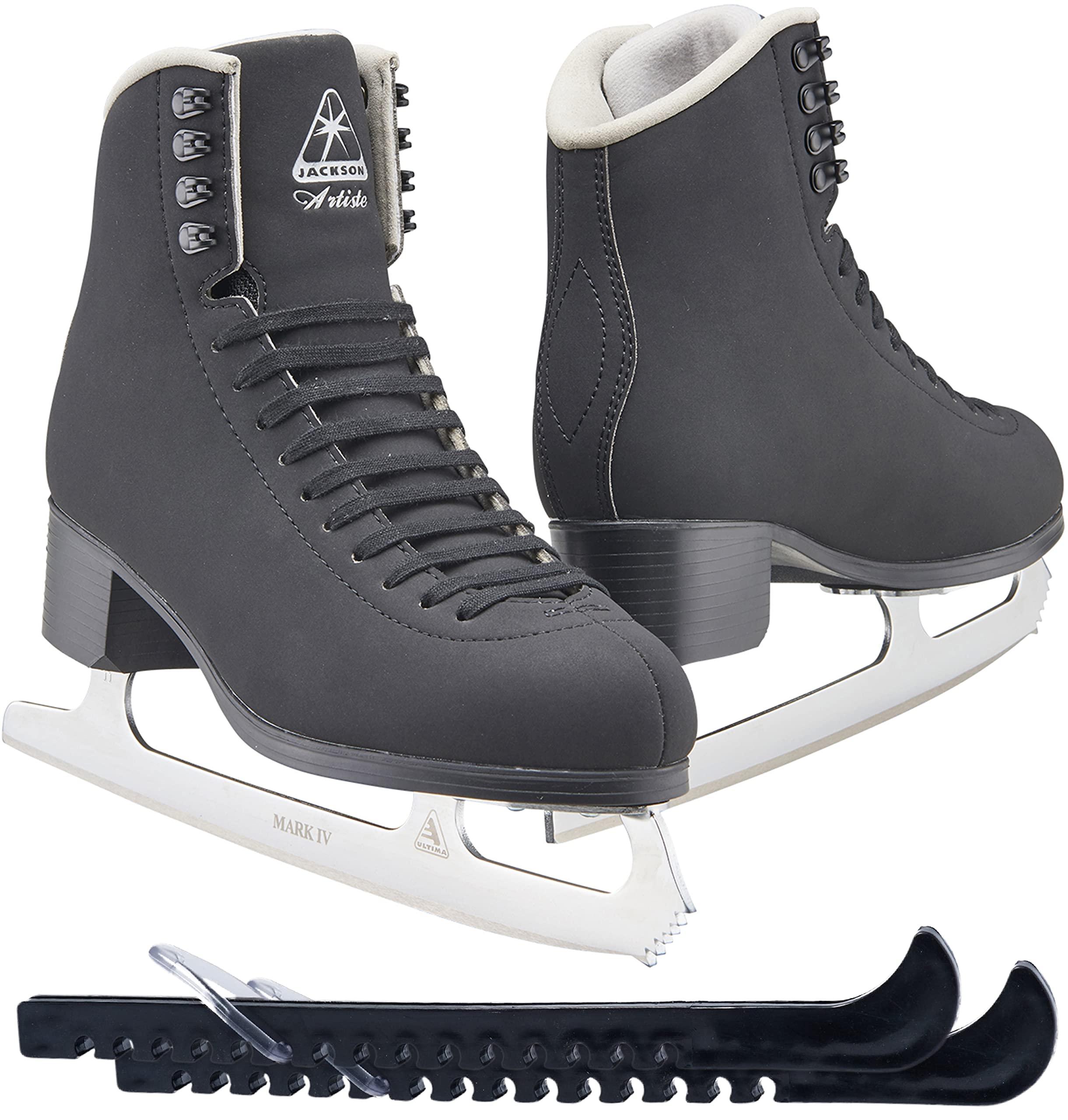 Jackson Artiste men Ice Skate Bundle — Black — Guardog 802 guards Jackson Ultima JS1792 Men's Ice Skates/Width: Medium (C/M) / Size: Adult 6 Bundle with Skate Guards