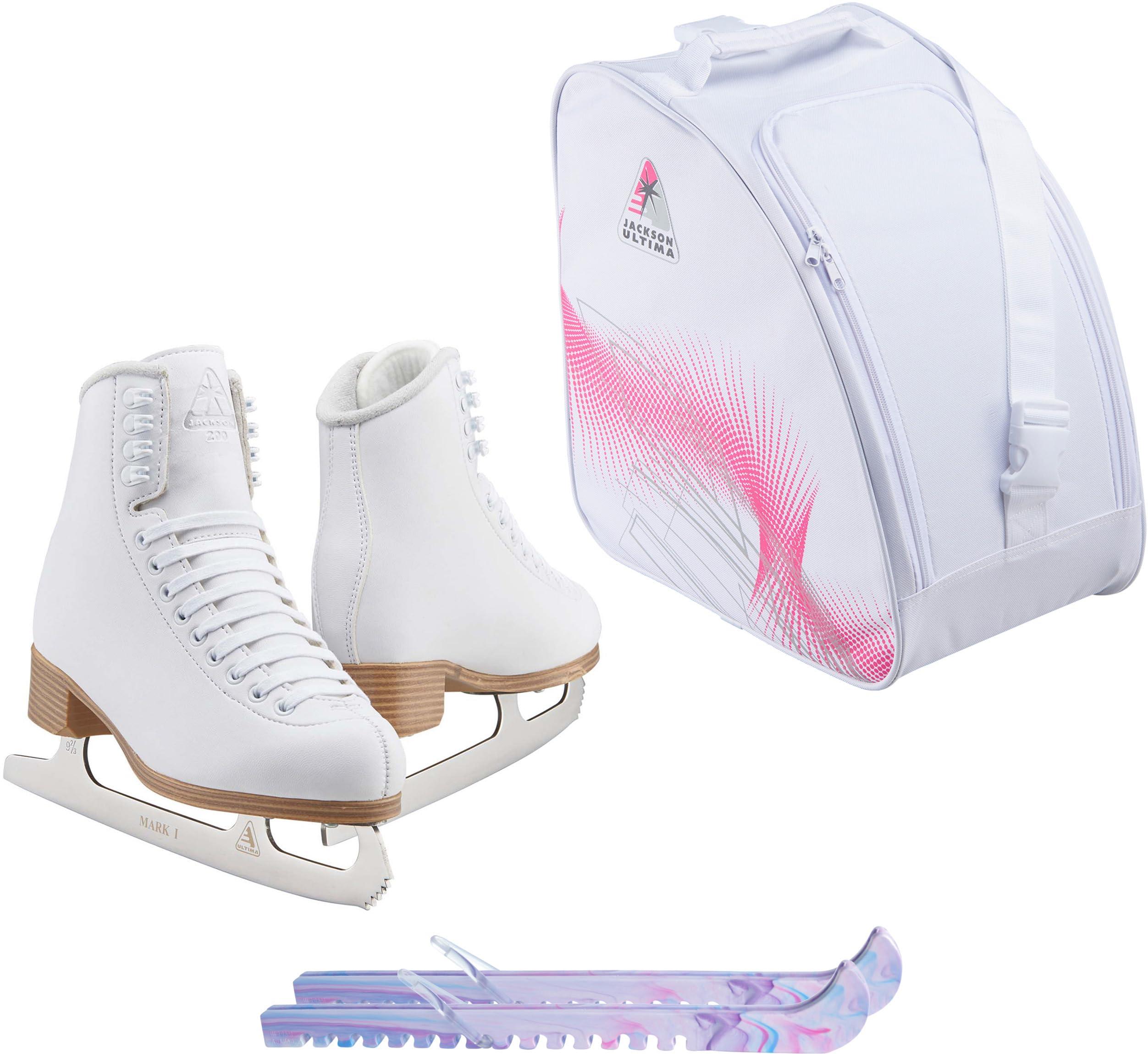 Jackson Classic JC200 Womens Figure Ice Skates Bundle with Skate Guards and Bag Size Womens 4