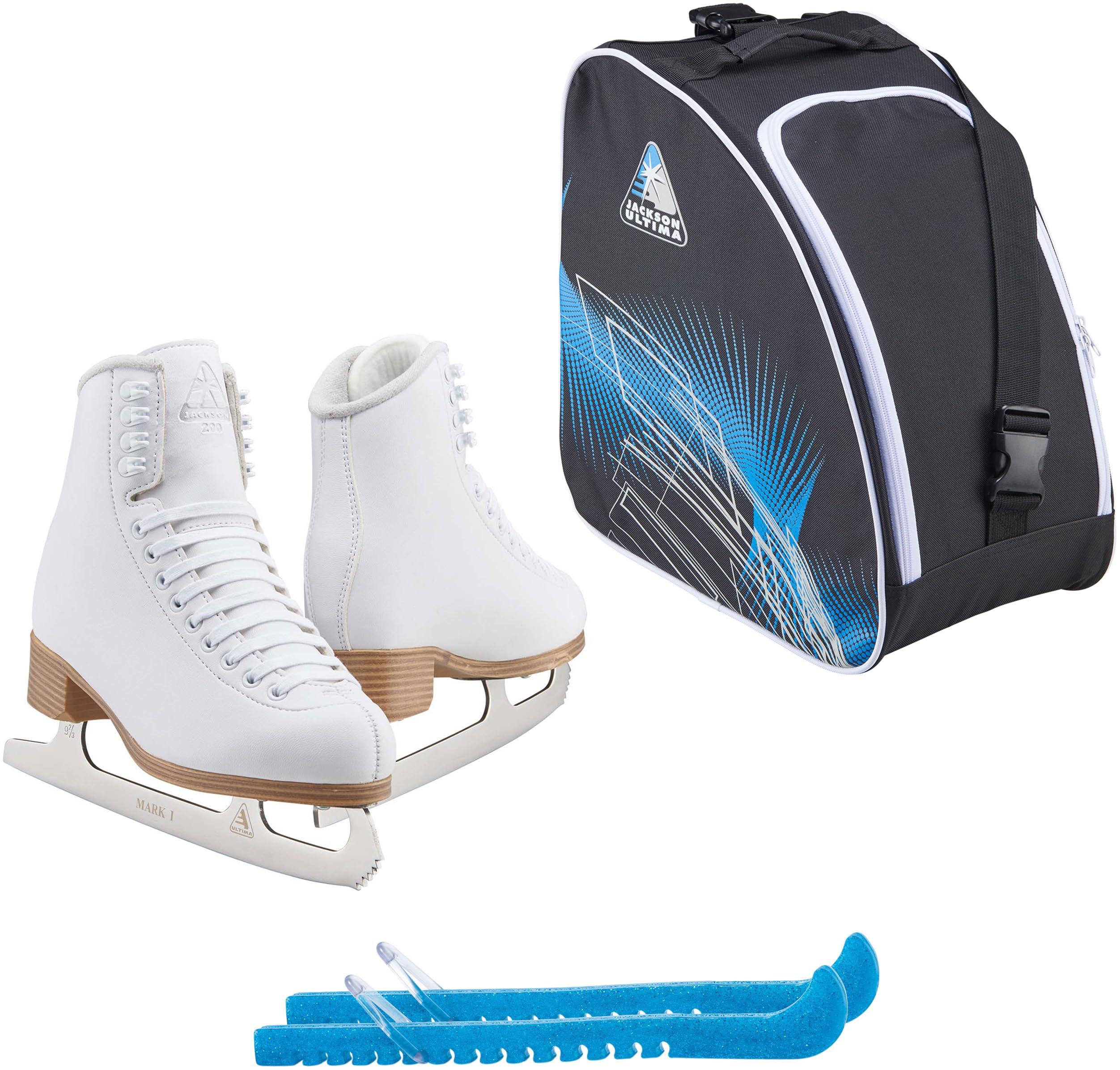Jackson Classic JC200 Womens Figure Ice Skates Bundle with Skate Guards and Bag Size Womens 4
