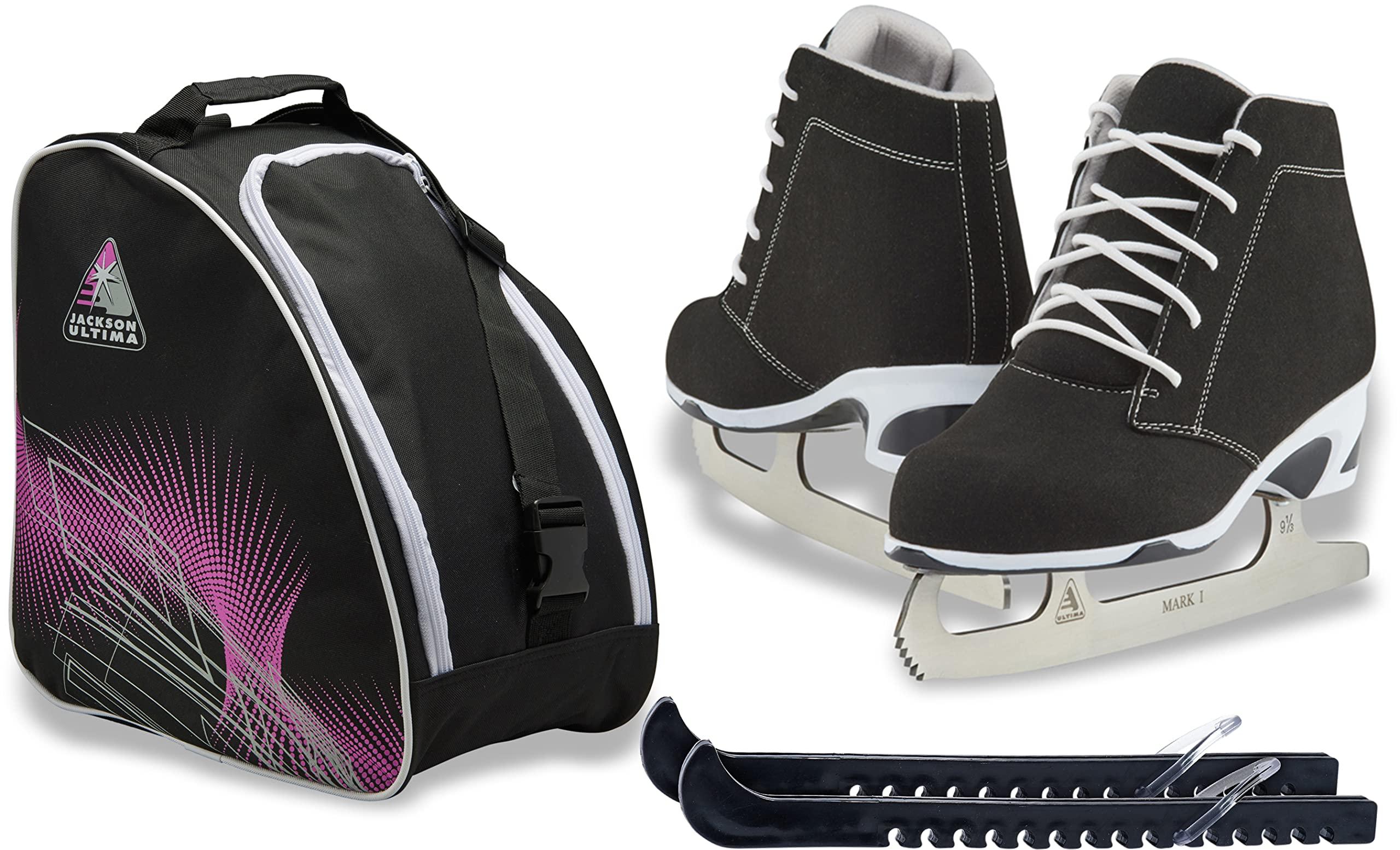 Jackson Softec Diva Ice Skate Bundle — Skate guards + skate bag Jackson Ultima Recreational Women's Figure Ice Skates Softec Diva DV3000 / Color: Black, Adult Size: 4 Bundle with Free Bag and Guardog Skate Guards