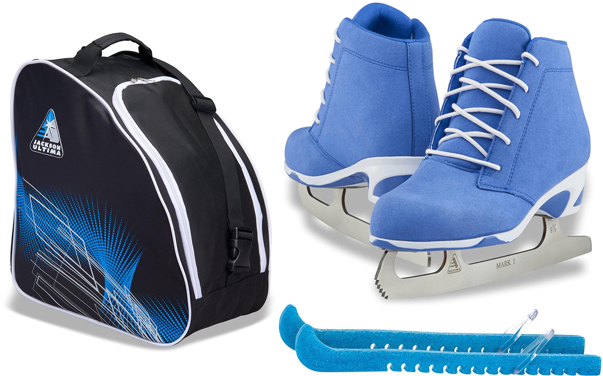 Jackson Softec Diva Ice Skate Bundle — Skate guards + skate bag 2 Jackson Ultima Recreational Women's Figure Ice Skates Softec Diva DV3000 / Color: Blue, Adult Size: 4 Bundle with Free Bag and Guardog Skate Guards