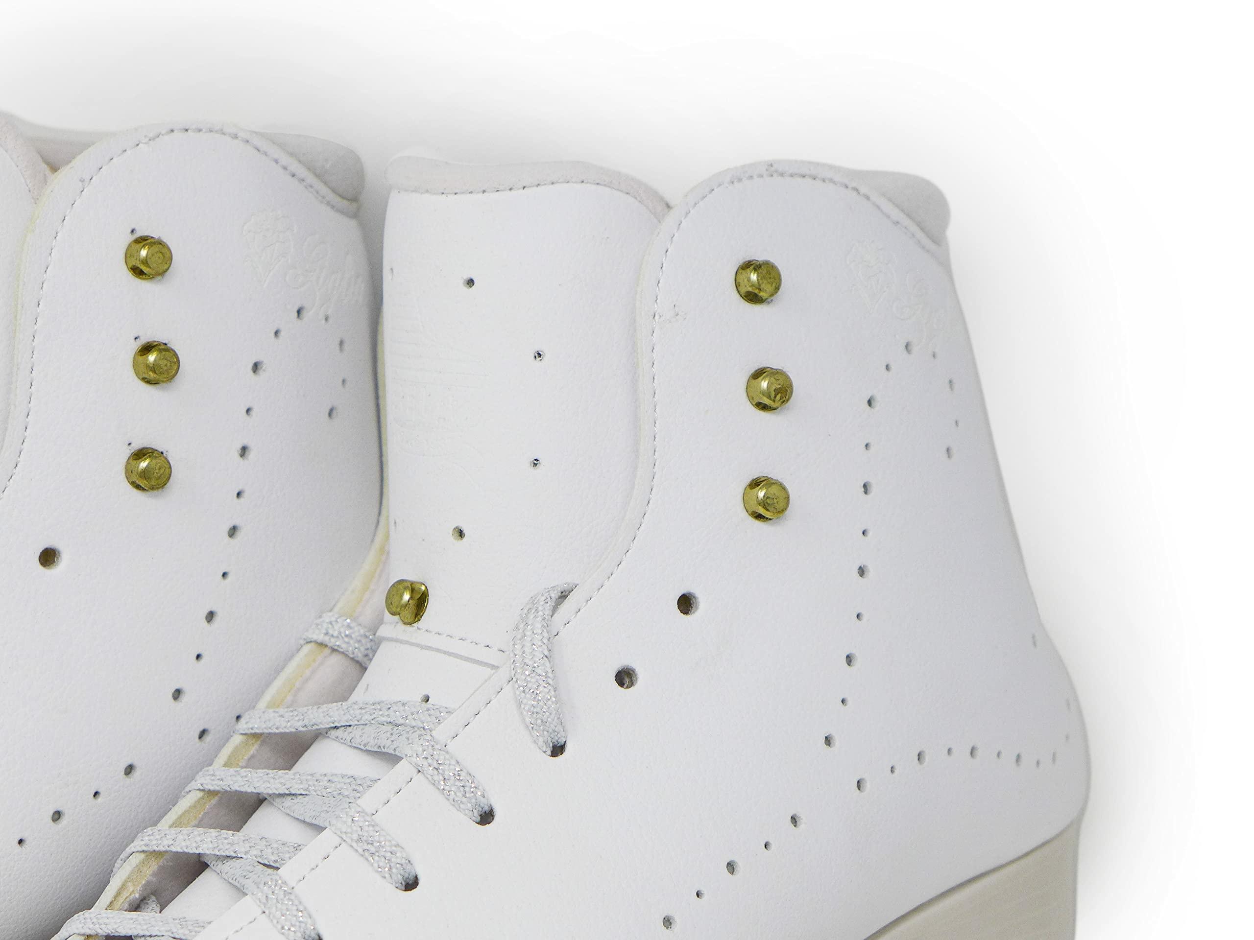Belati Giglio Women’s Figure Ice Skates Made in Italy 328 Gold hooks, glitter laces and brogue perforations on the Belati Giglio upper