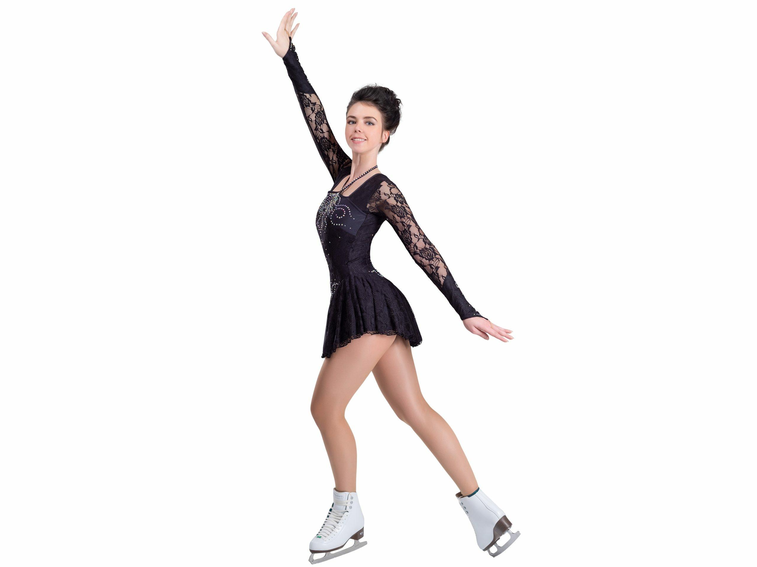 Figure Skating Dress Style A16 Black Italian Fabric, Handmade 289 Figure Skating Dress Style A16 Black Italian Fabric, Handmade 289
