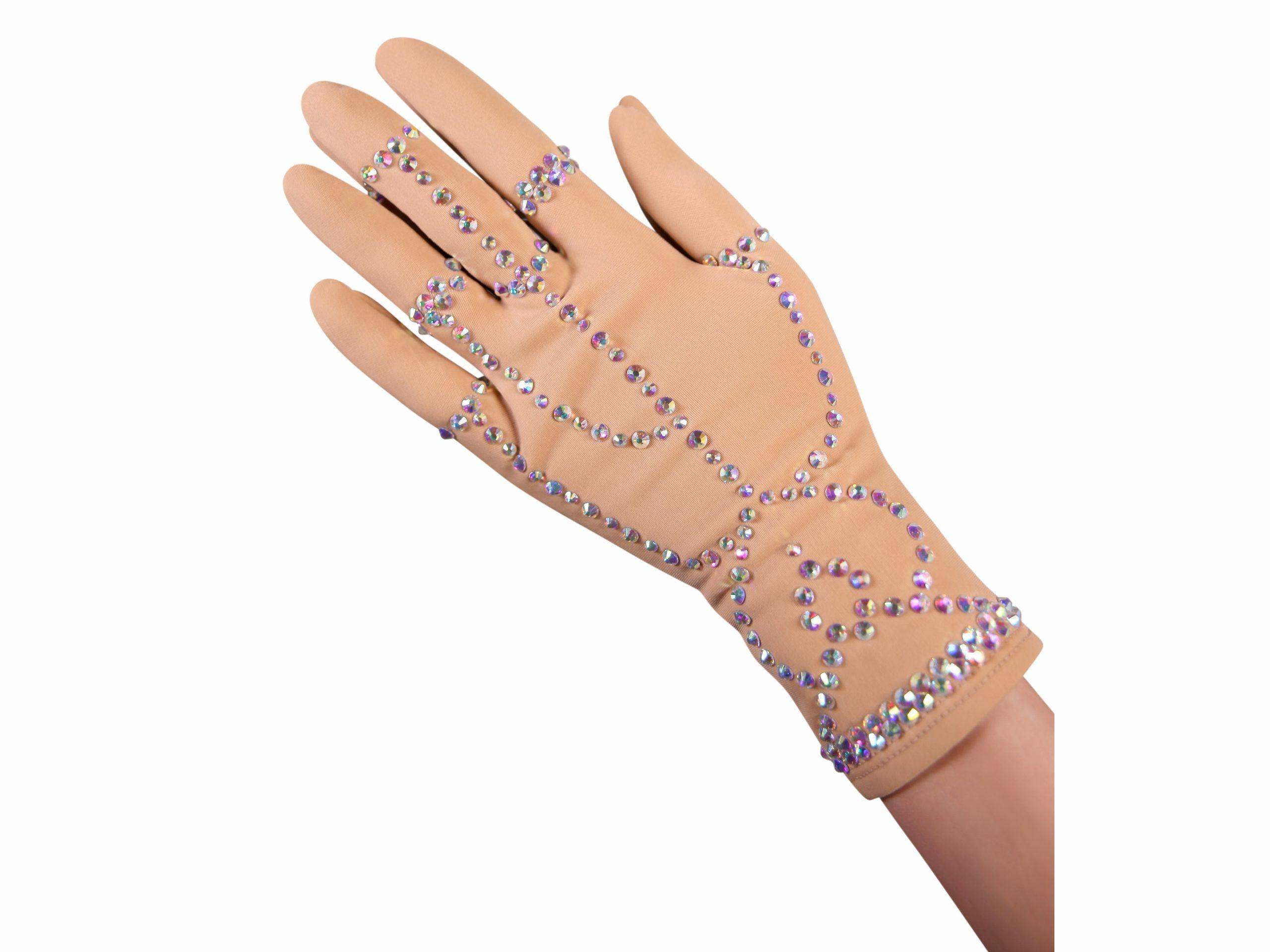 Figure Skating Gloves Style Biflex Crystals G2 Italian Fabric, Handmade 65 Figure Skating Gloves Style Biflex Crystals G2 Italian Fabric, Handmade 65
