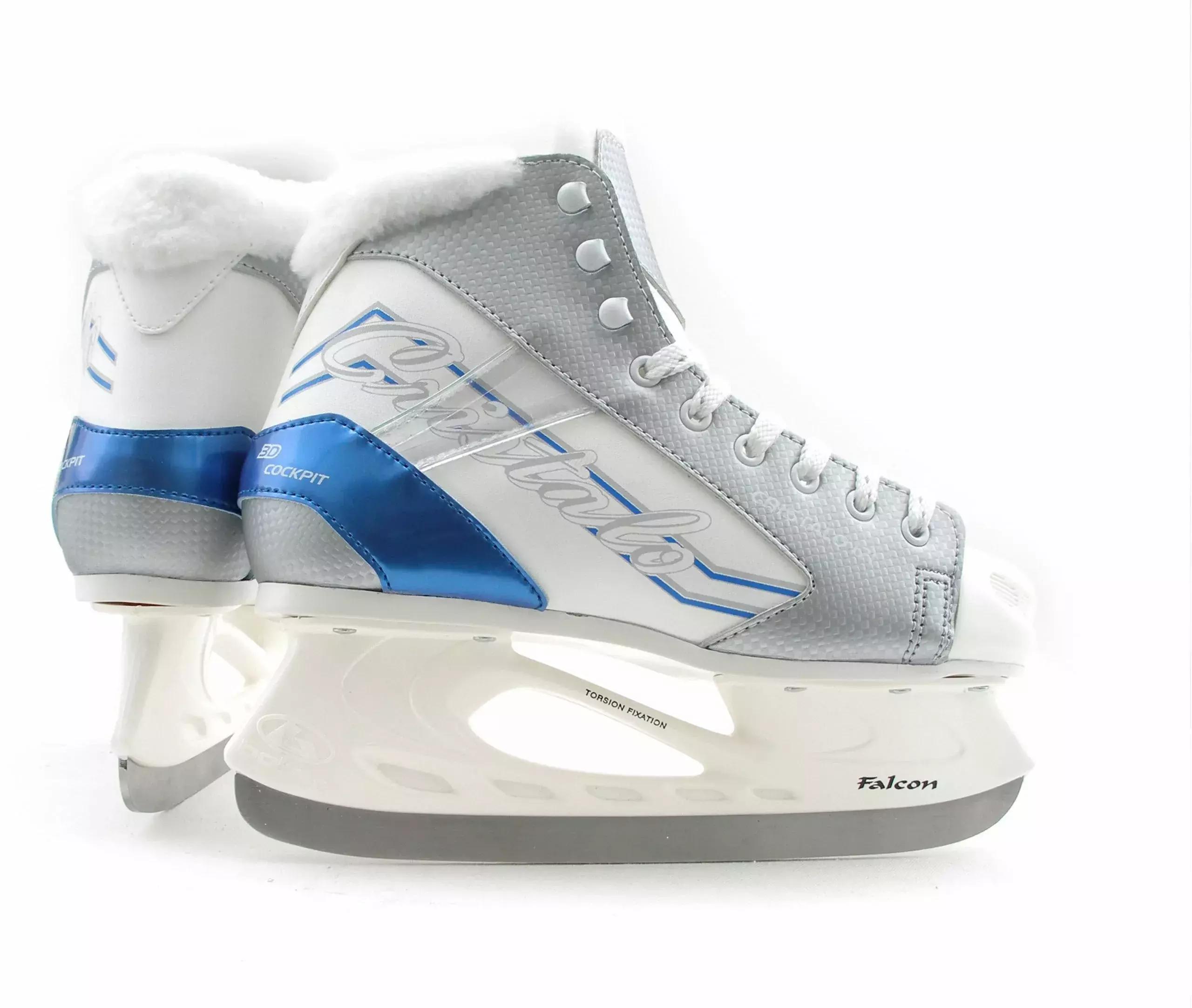 BOTAS Cristalo 171 Women’s and Girls’ Ice Skates with Hockey Blade – White/Blue | Made in Europe (Czech Republic) 7