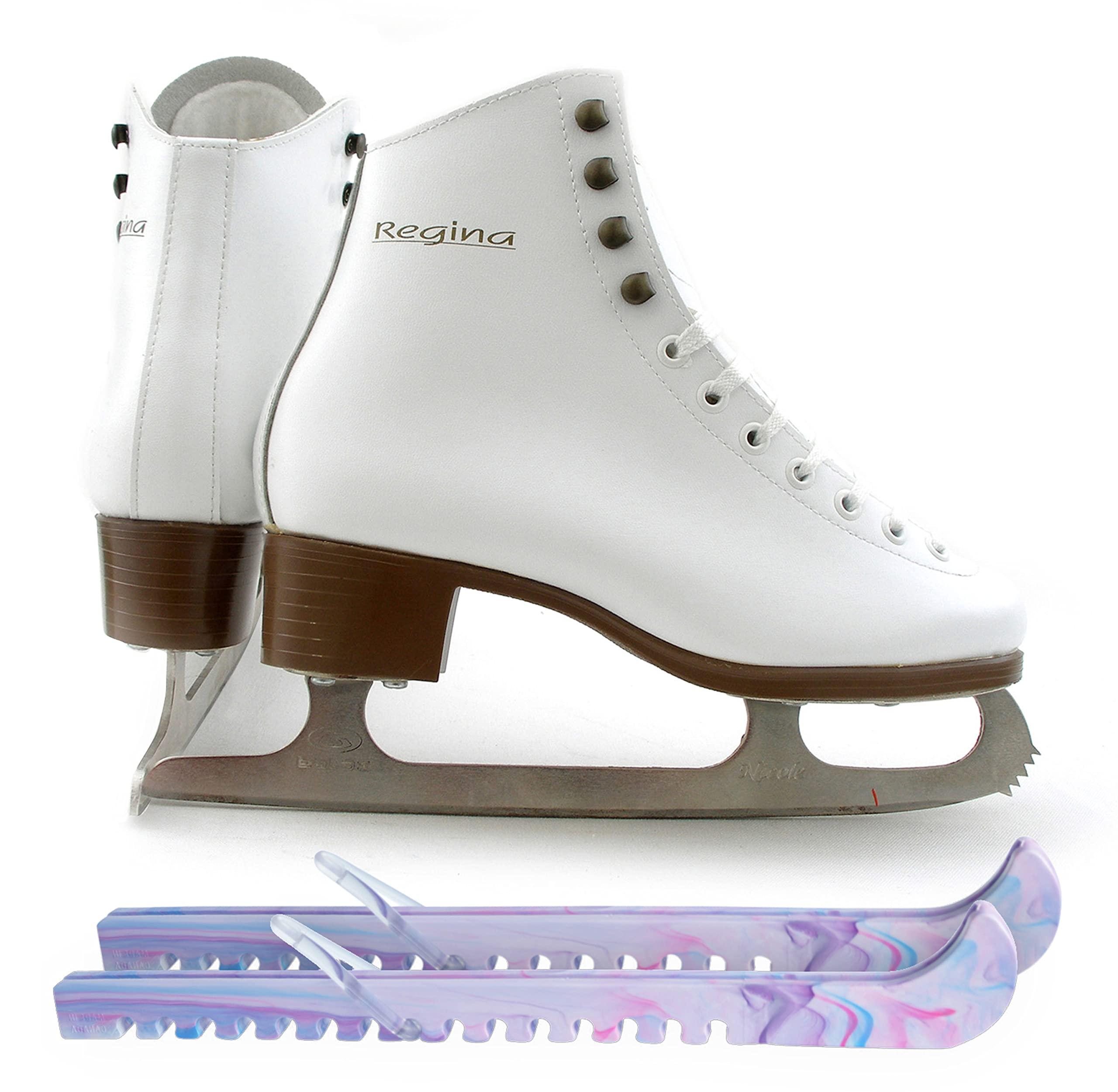 SKATE GURU Botas Model: Regina Figure Ice Skates/Size: Girls' 10 Bundle with Skate Guards