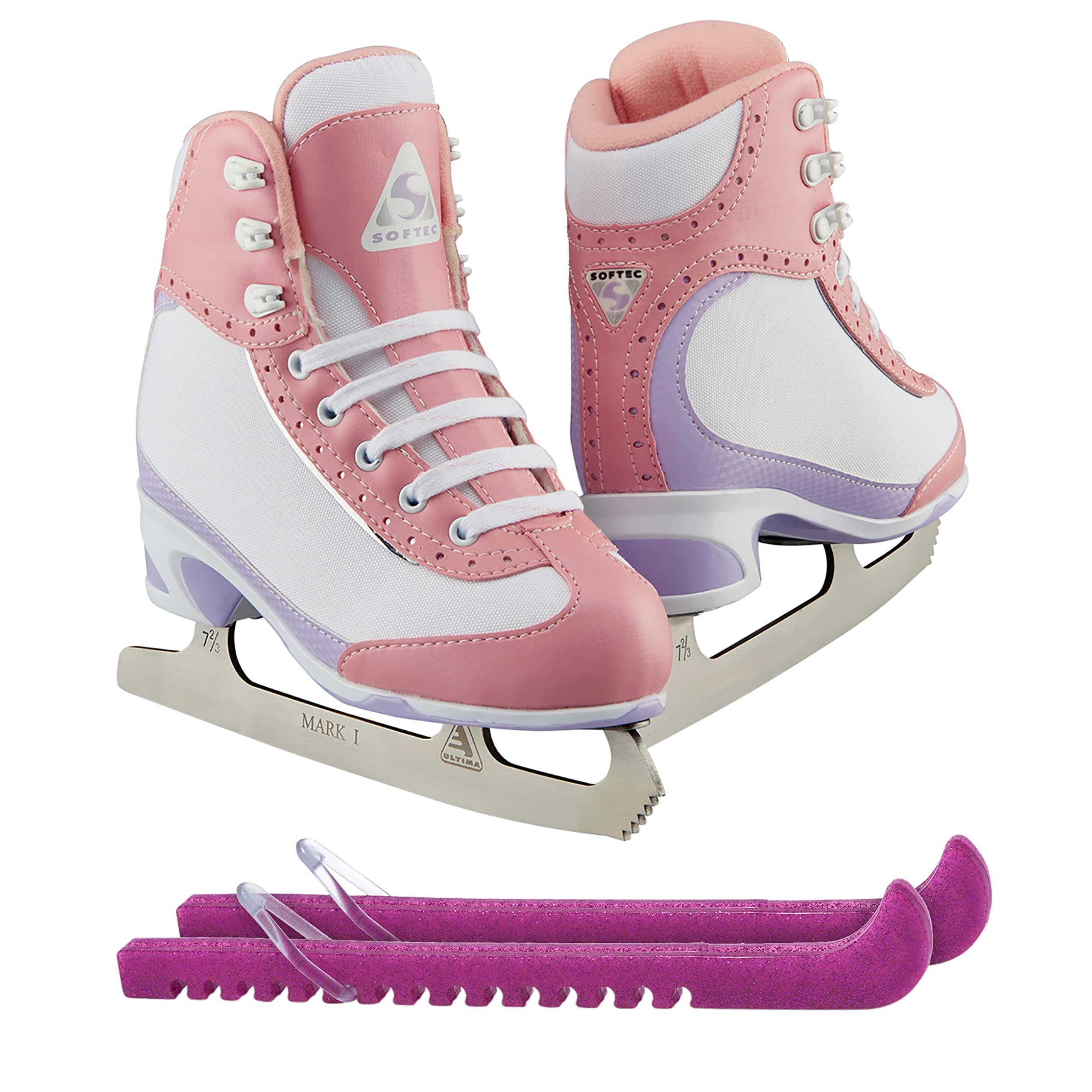 Jackson Ultima Softec Vista ST3201 Figure Ice Skates for Girls/Color: Pink, Size: Youth 1 Bundle with Skate Guards