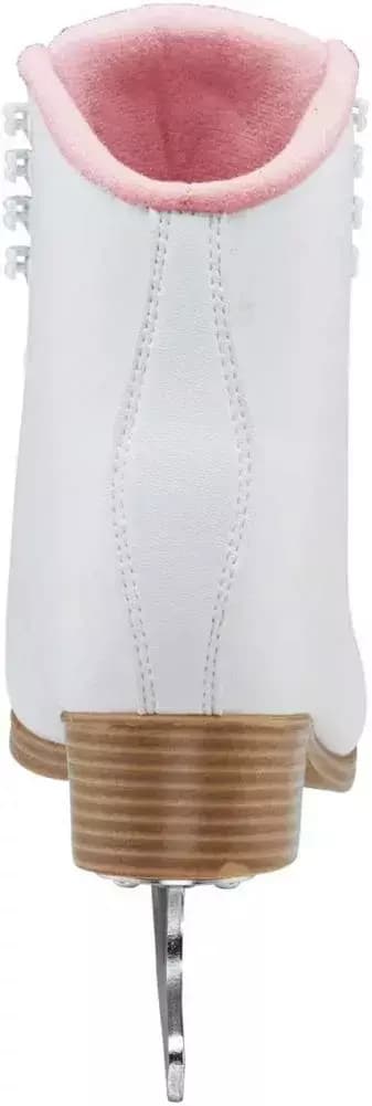 Rear view of the Jackson SoftSkate 380 showing the pink fleece collar, white backstay seam and tan stacked heel
