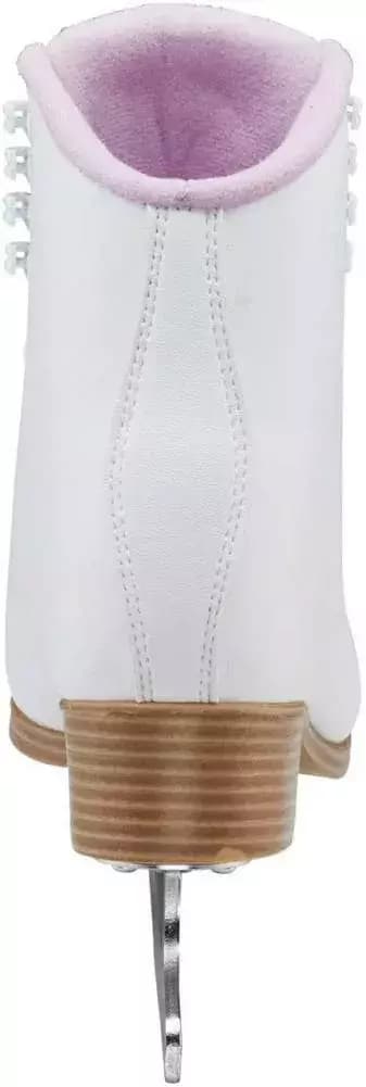 Rear view of the Jackson SoftSkate 380 showing the lilac fleece collar, contoured backstay and antique tan stacked heel