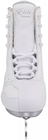 Front of the white Softec Elite ST7200 with the Elite by Jackson script on the tongue and white lace hooks