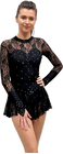 Figure Skating Dress Style A29 Black Italian Fabric, Handmade 234