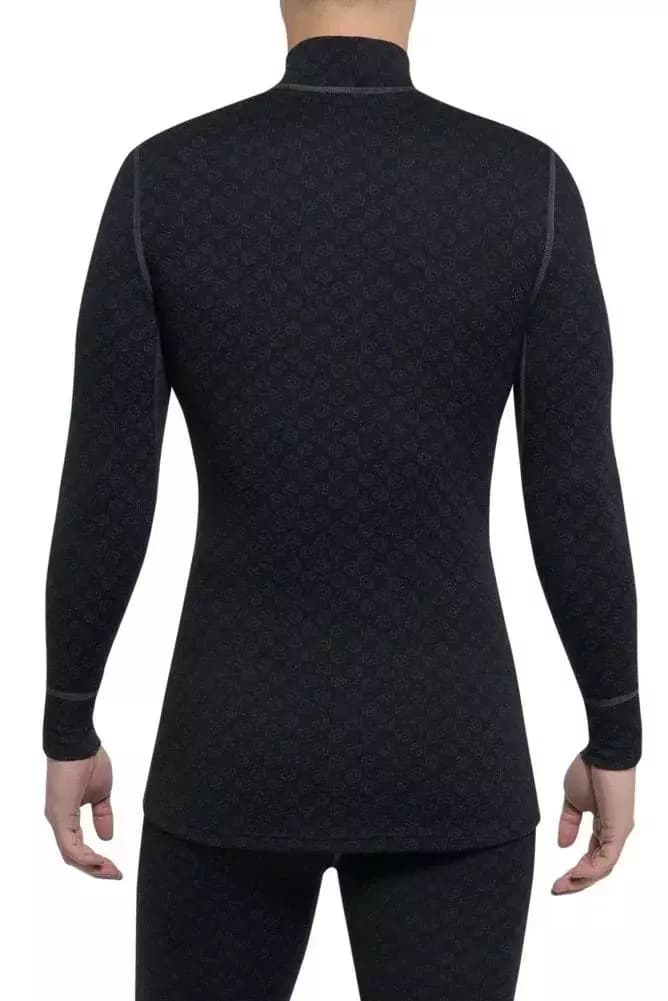 THERMOWAVE – MERINO XTREME / Mens Merino Wool Thermal Shirt / Black Dark Grey Melange 2