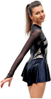 Figure Skating Dress Style A18 Silver Italian Fabric, Handmade 300