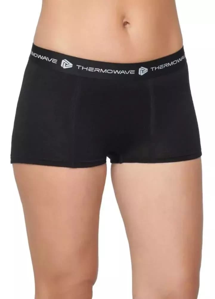 THERMOWAVE – MERINO LIFE / Womens Merino Wool Boxer Briefs / BLACK 41 THERMOWAVE – MERINO LIFE / Womens Merino Wool Boxer Briefs / BLACK 41
