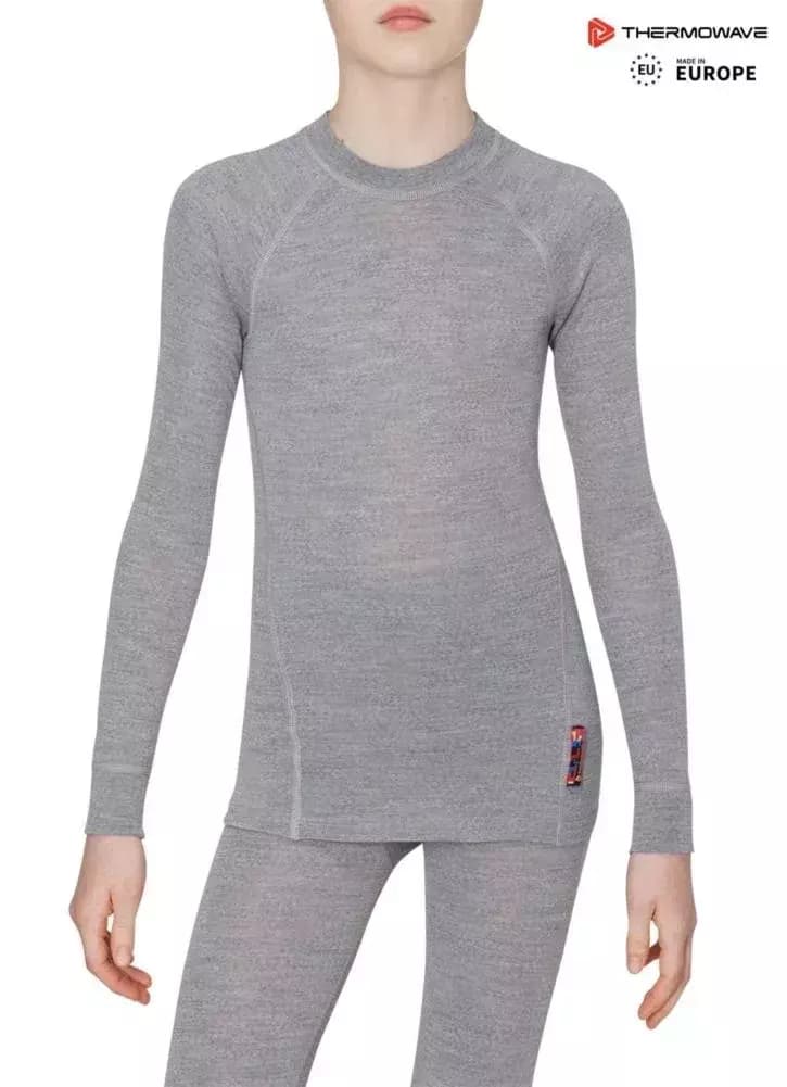 THERMOWAVE – MERINO WARM / Junior Merino Wool Shirt / SILVER MELANGE 61