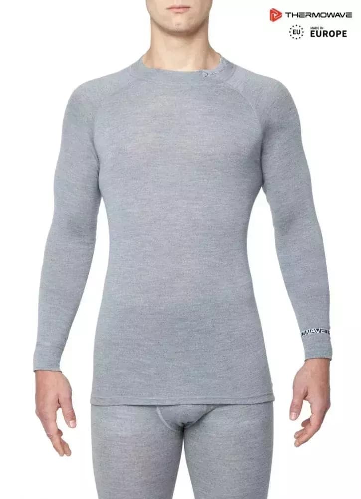 THERMOWAVE – MERINO WARM / Mens Merino Wool Thermal Shirt / SILVER MELANGE 61