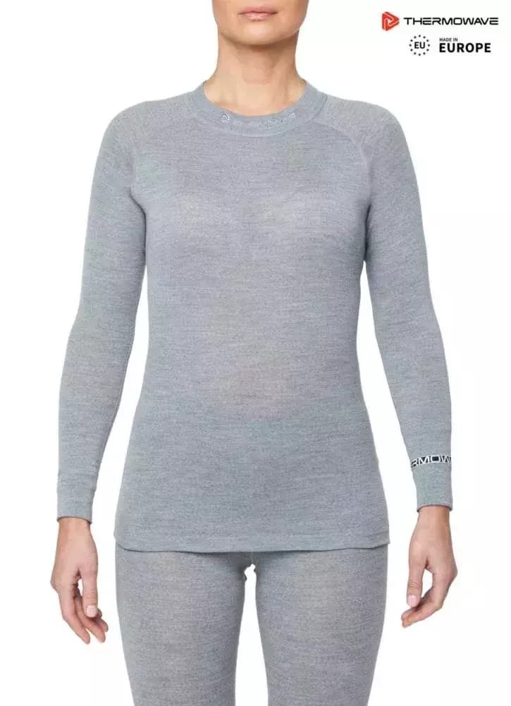 THERMOWAVE – MERINO WARM / Womens 100% Merino Wool Shirt / SILVER MELANGE 81 THERMOWAVE – MERINO WARM / Womens 100% Merino Wool Shirt / SILVER MELANGE 81