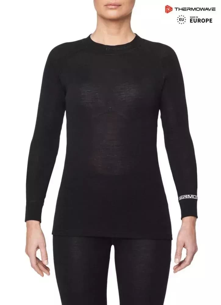 THERMOWAVE – MERINO WARM / Womens 100% Merino Wool 180 GSM Shirt / BLACK 81 THERMOWAVE – MERINO WARM / Womens 100% Merino Wool 180 GSM Shirt / BLACK 81