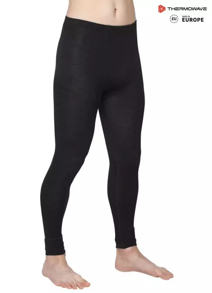 THERMOWAVE – MERINO WARM / Mens 100% Merino Wool Thermal Pants / BLACK 61