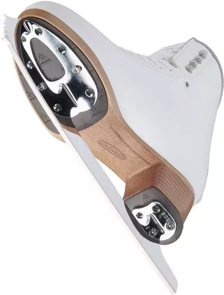 Jackson Ultima Evo Fusion FS2020 Women’s and Girls’ Figure Skates 5 Underside of the Jackson Evo FS2020 Fusion sole with rubber inlays and screw-mounted Mark IV blade