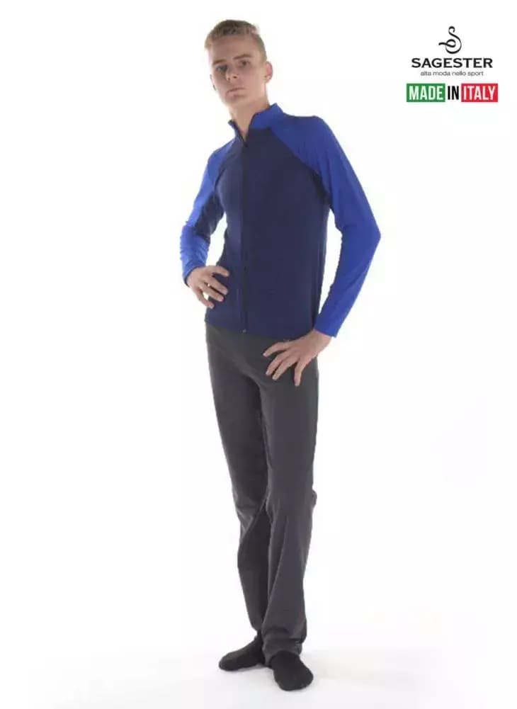 SAGESTER Blue with Light Blue Men’s Ice Skating Jacket, #254/MEN, Hand-made in Italy