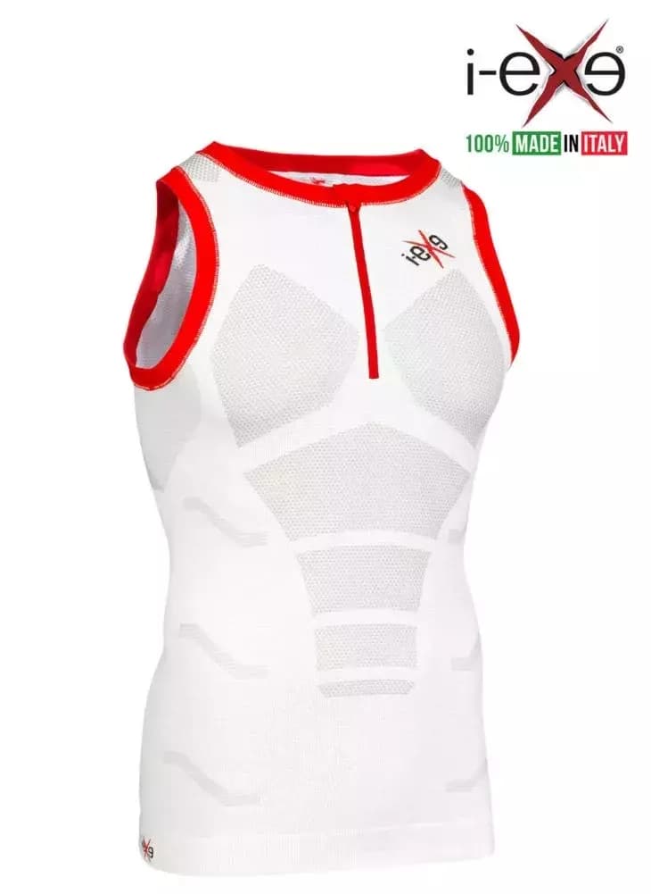 I-EXE Made in Italy – Multizone Compression Sleeveless Men’s Shirt Tank-Top – Color: White with Red 33 I-EXE Made in Italy – Multizone Compression Sleeveless Men’s Shirt Tank-Top – Color: White with Red 33