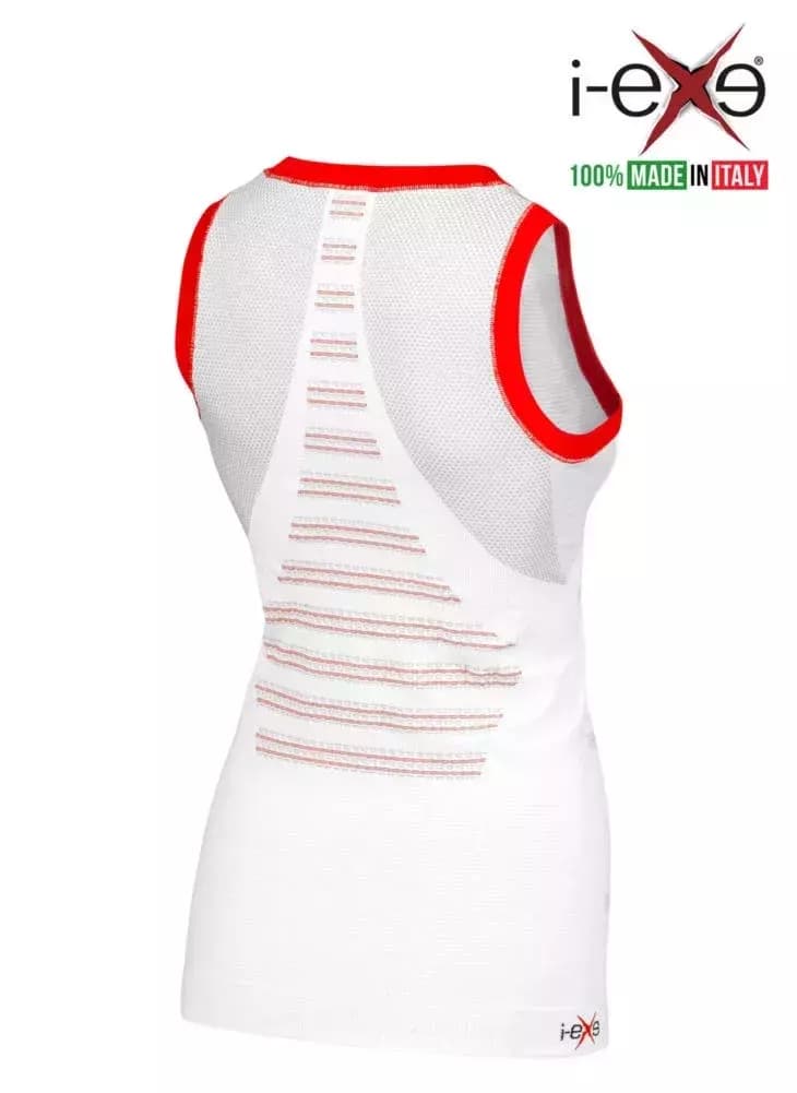 I-EXE Made in Italy – Multizone Compression Sleeveless Women’s Shirt Tank-Top – Color: White with Red 2 I-EXE Made in Italy – Multizone Compression Sleeveless Women’s Shirt Tank-Top – Color: White with Red 2