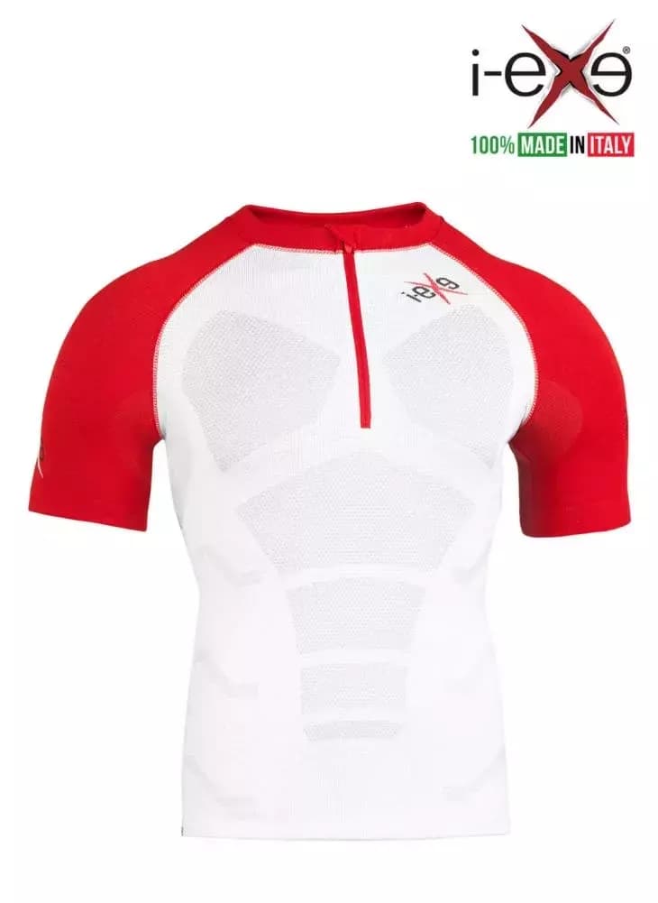 I-EXE Made in Italy – Multizone Compression Men’s Shirt – Color: White with Red