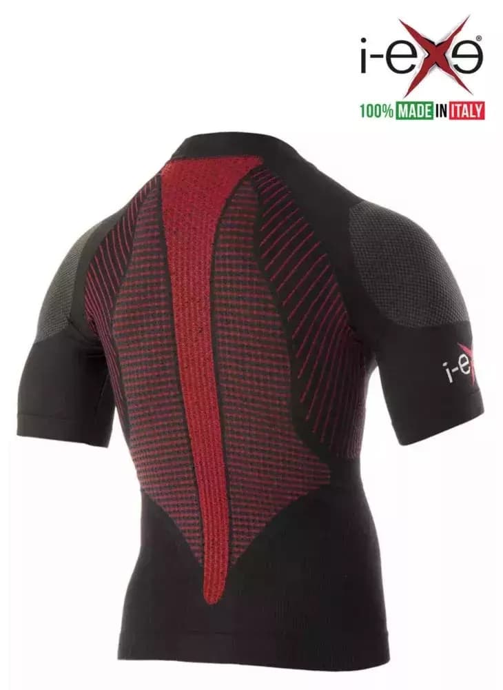 I-EXE Made in Italy – Men’s Multizone Short Sleeve Compression Shirt – Color: Black with Red 2 I-EXE Made in Italy – Men’s Multizone Short Sleeve Compression Shirt – Color: Black with Red 2