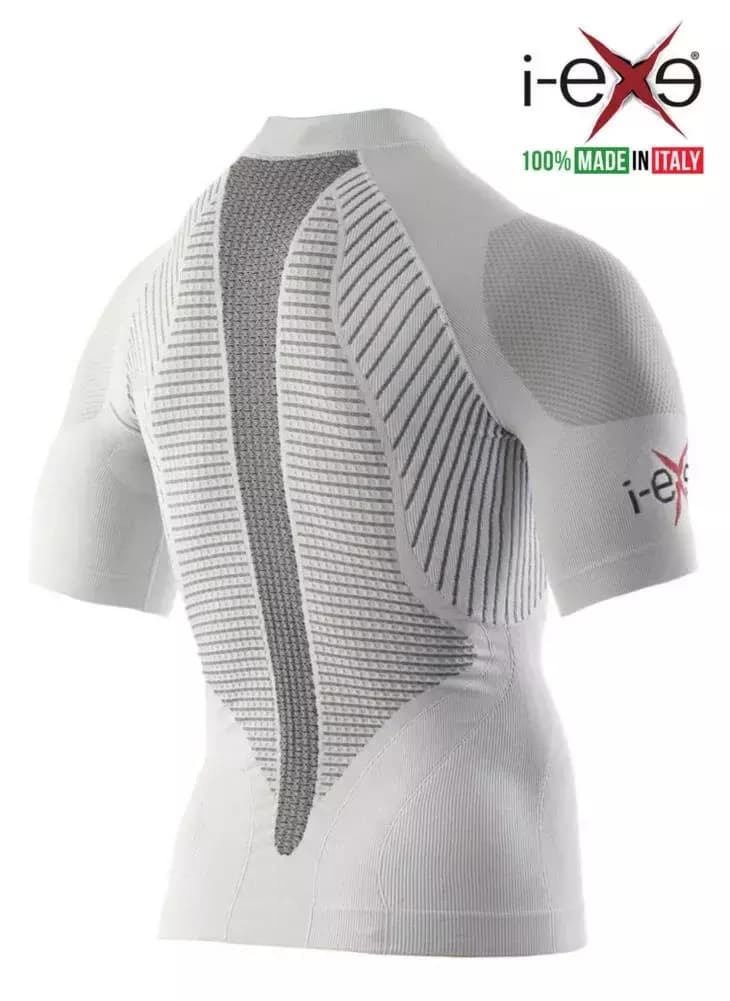 I-EXE Made in Italy – Men’s Multizone Short Sleeve Compression Shirt – Color: White with Black 2