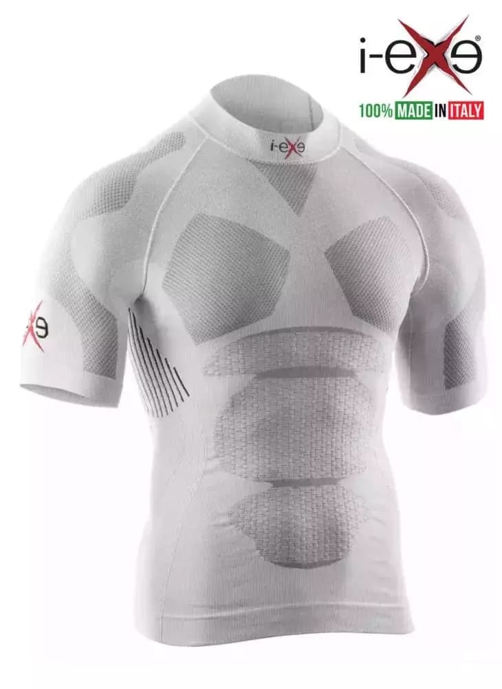 I-EXE Made in Italy – Men’s Multizone Short Sleeve Compression Shirt – Color: White with Black