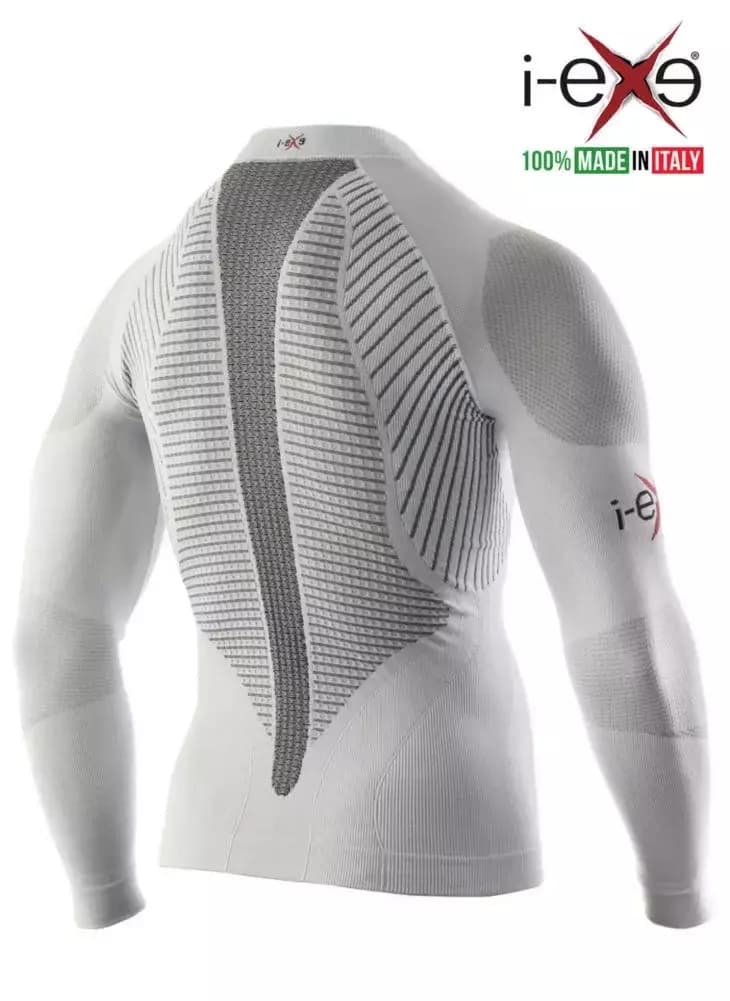 I-EXE Made in Italy – Men’s Multizone Long Sleeve Compression Shirt – Color: White with Black 2