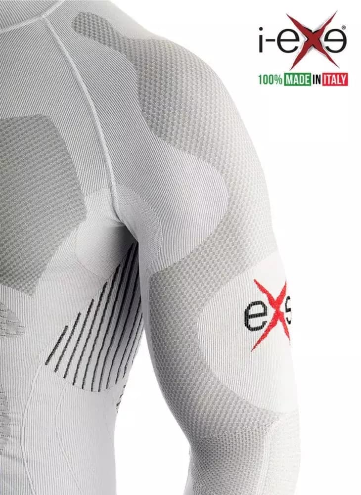 I-EXE Made in Italy – Men’s Multizone Long Sleeve Compression Shirt – Color: White with Black 3