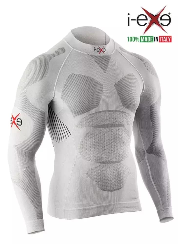 I-EXE Made in Italy – Men’s Multizone Long Sleeve Compression Shirt – Color: White with Black