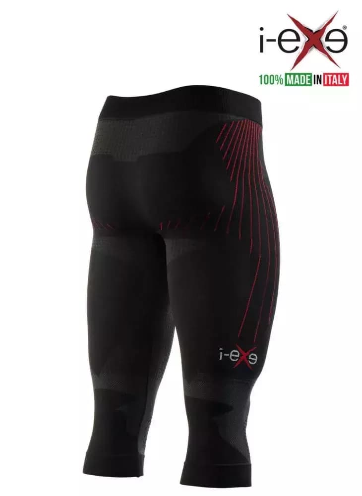 I-EXE Made in Italy – Multizone Compression Men’s Tights Capri Pants – Color: Black with Red 2 I-EXE Made in Italy – Multizone Compression Men’s Tights Capri Pants – Color: Black with Red 2