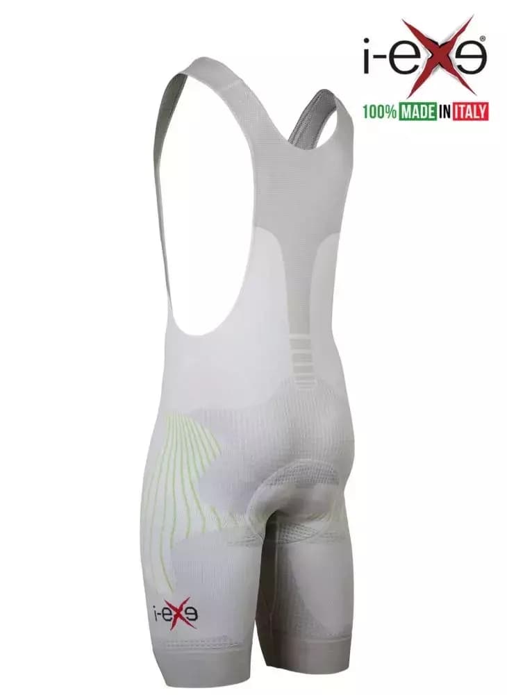 I-EXE Made in Italy – Multizone Compression Men’s Cycling Shorts – Color: White with Green 50