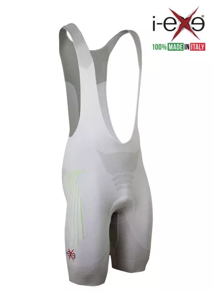 I-EXE Made in Italy – Multizone Compression Men’s Cycling Shorts – Color: White with Green 49