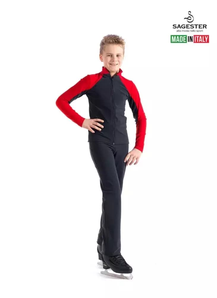 SAGESTER Black with Red Men’s Ice Skating Jacket, #254/MEN, Hand-made in Italy SAGESTER Black with Red Men’s Ice Skating Jacket, #254/MEN, Hand-made in Italy