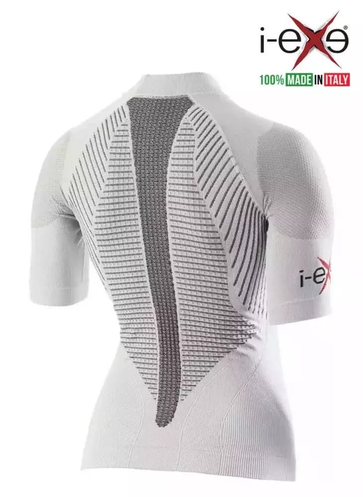 I-EXE Made in Italy – Women’s Multizone Short Sleeve Compression Shirt – Color: White with Black 2