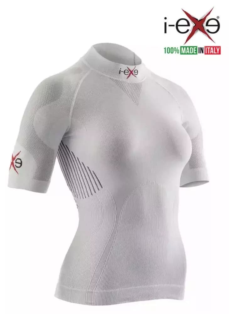 I-EXE Made in Italy – Women’s Multizone Short Sleeve Compression Shirt – Color: White with Black