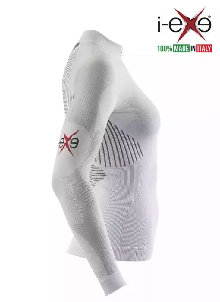 I-EXE Made in Italy – Women’s Multizone Long Sleeve Compression Shirt – Color: White with Black 2