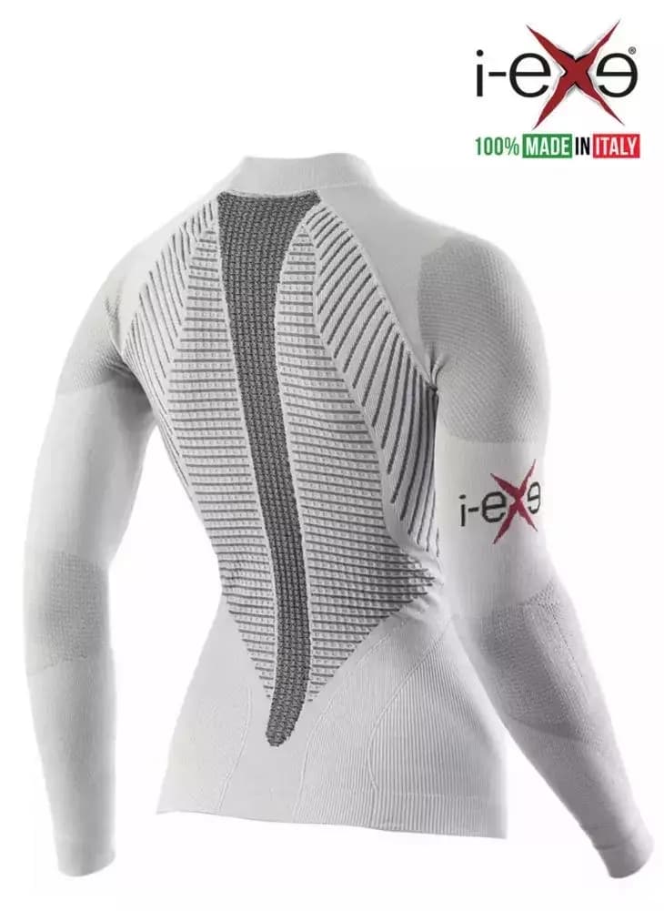 I-EXE Made in Italy – Women’s Multizone Long Sleeve Compression Shirt – Color: White with Black 3