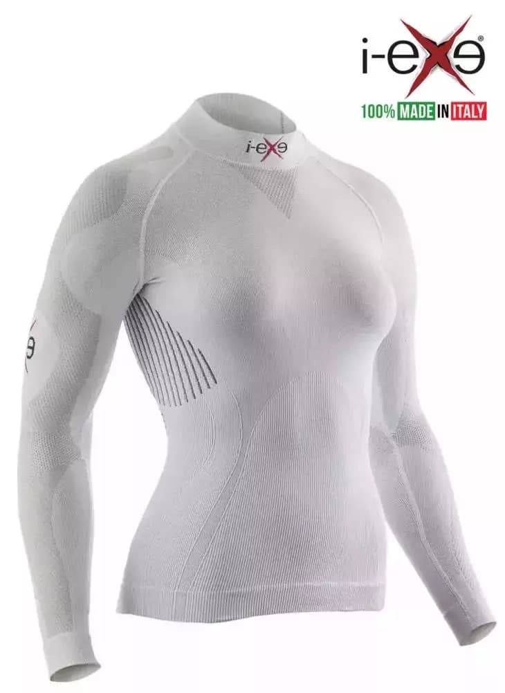 I-EXE Made in Italy – Women’s Multizone Long Sleeve Compression Shirt – Color: White with Black