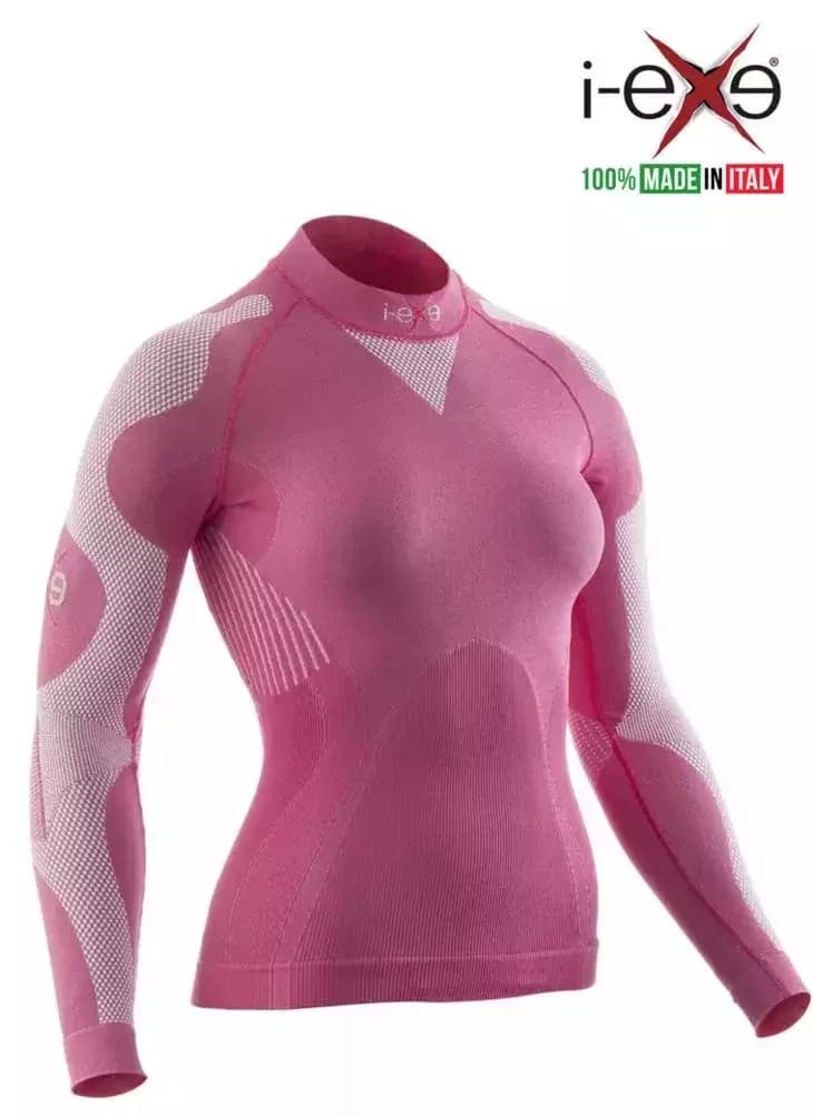 I-EXE Made in Italy – Women’s Multizone Long Sleeve Compression Shirt – Color: Pink with White I-EXE Made in Italy – Women’s Multizone Long Sleeve Compression Shirt – Color: Pink with White