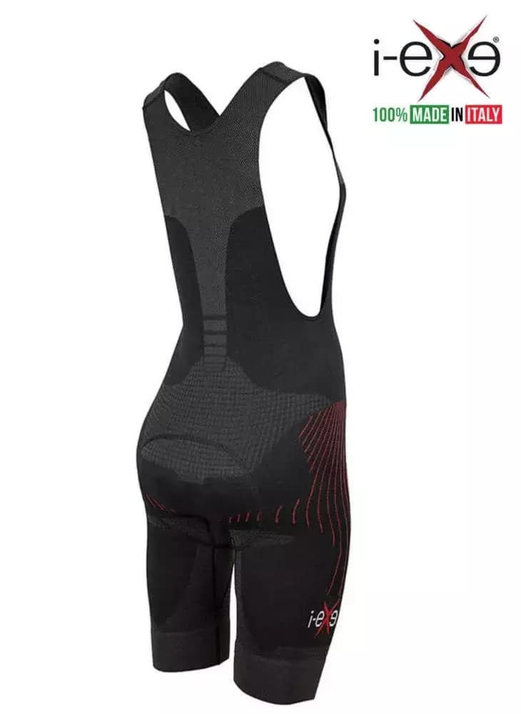 I-EXE Made in Italy – Multizone Compression Women’s Cycling Shorts – Color: Black with Red 34