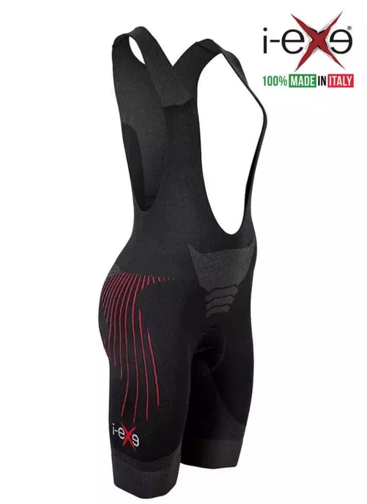 I-EXE Made in Italy – Multizone Compression Women’s Cycling Shorts – Color: Black with Red 33